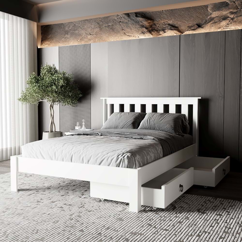 Shark New 2 Çekmeceli MDF Karyola | Kolay Kurulum