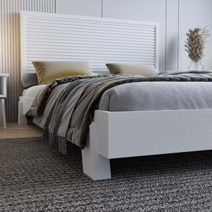 Alaz Model Beyaz Renk Çam Ahşap Karyola ( YTY )