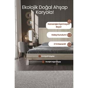 Ebruli Model Dikey Başlıklı Ahşap Karyola