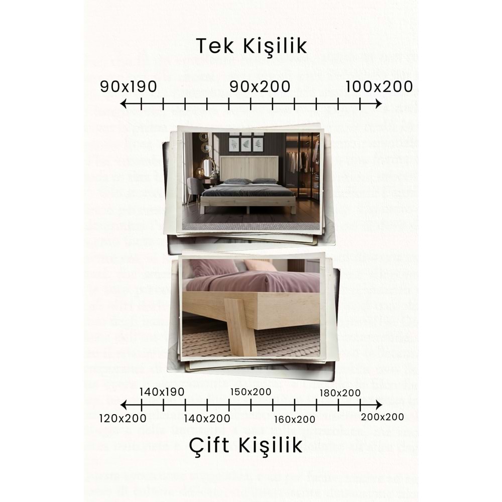 Ebruli Model Dikey Başlıklı Ahşap Karyola
