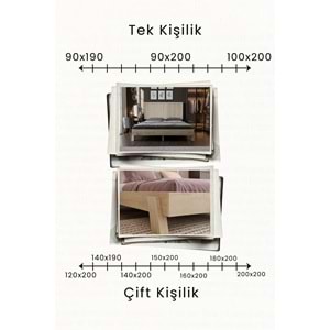 Ebruli Model Dikey Başlıklı Ahşap Karyola