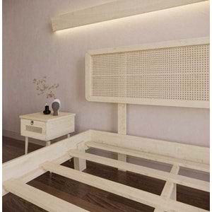 Hazeran Lilyum Model Doğal Ahşap Karyola Ve İki komodin Set