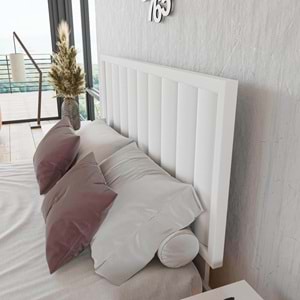 Hüma Model Beyaz Renk Çam Ahşap Karyola Ve İki Komodin Set ( Dikey )
