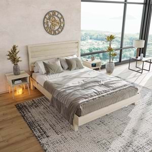 Hüma Model Doğal Çam Ahşap Karyola Ve İki Komodin Set ( YTY )