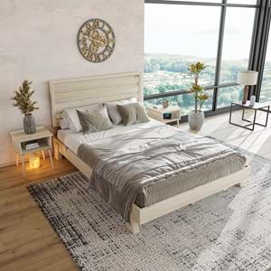 Hüma Model Doğal Çam Ahşap Karyola Ve İki Komodin Set ( YTY )
