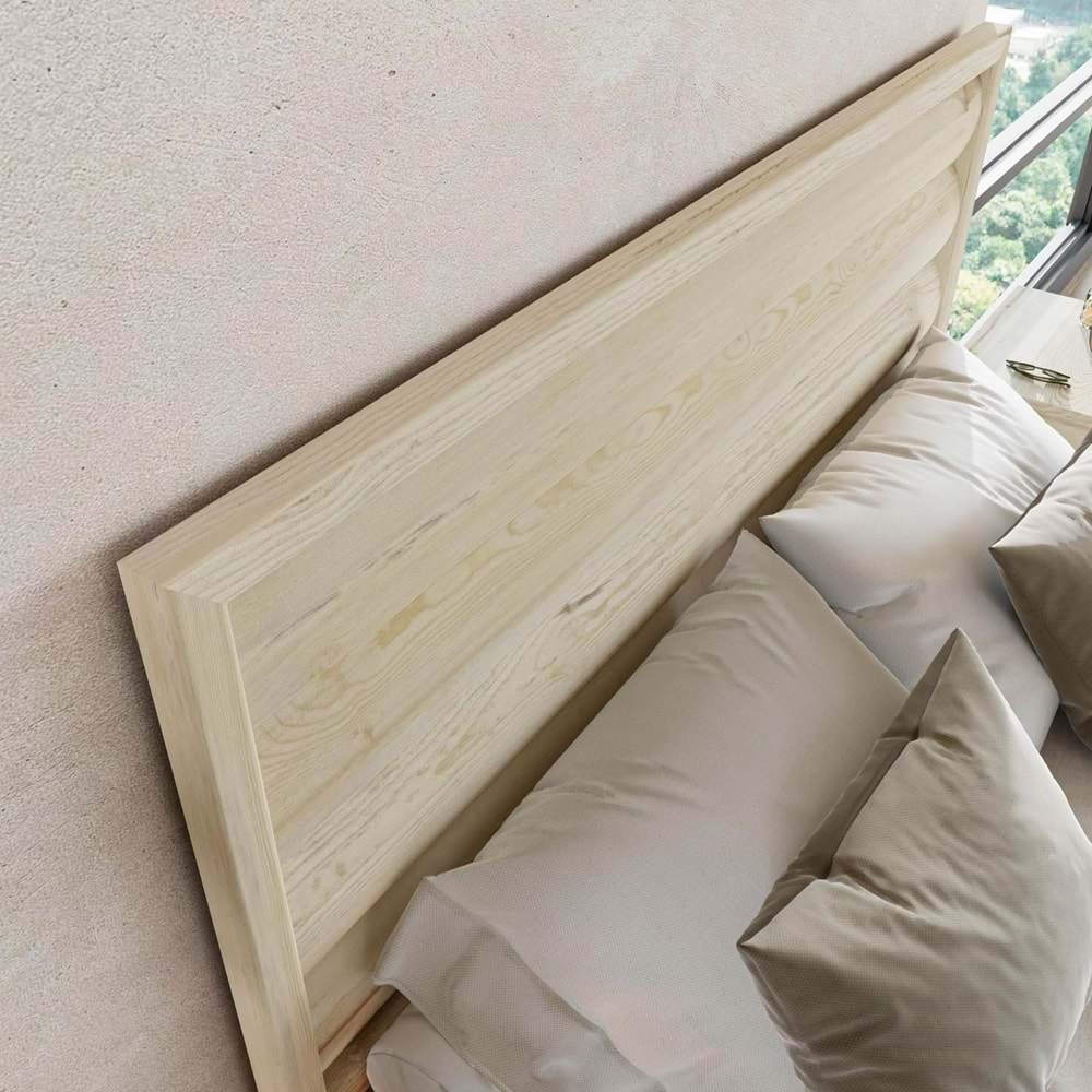 Hüma Model Vernikli Çam Ahşap Karyola Ve İki Komodin Set ( YTY )