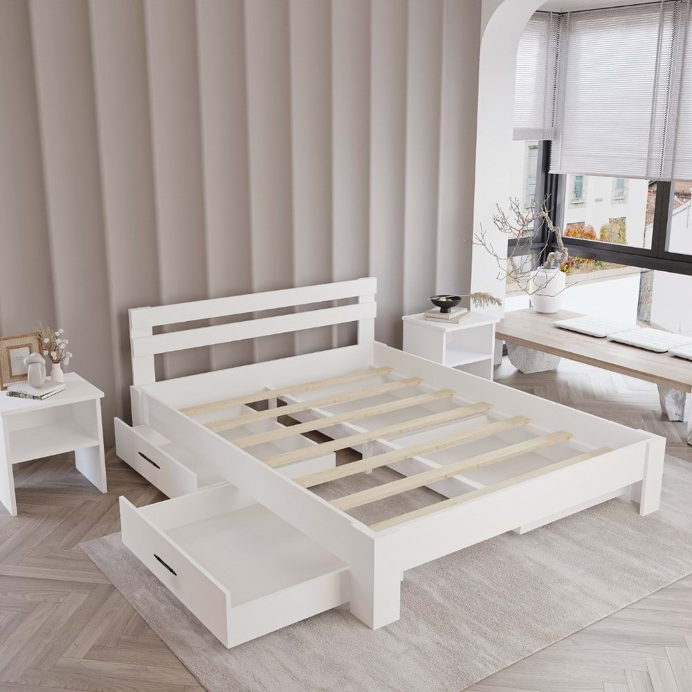 4 Çekmeceli Letto Mdf Karyola | Tek Ve Çift Kişilik Yatak Uyumlu, Kolay Kurulum