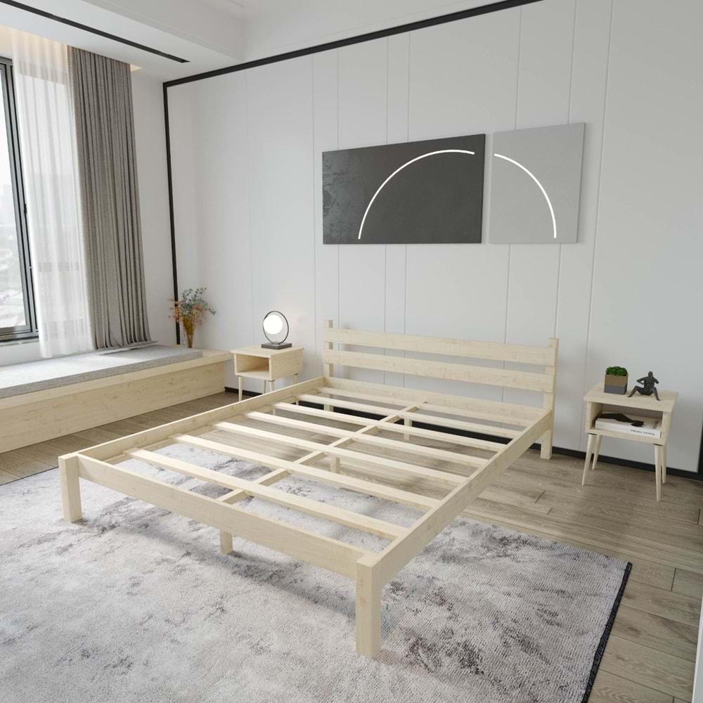 Letto Model Vernikli Çam Ahşap Karyola