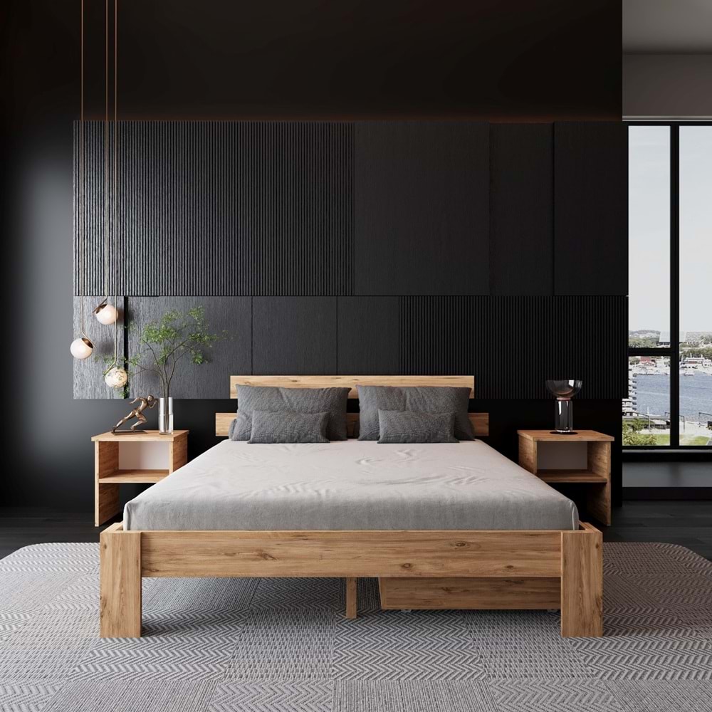 2 Çekmeceli Lotus Atlantik Mdf Set Karyola | Çift Kişilik Yatak Uyumlu, Kolay Kurulum