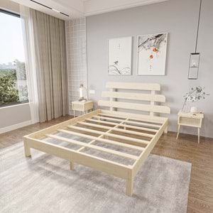 Lotus X Model Doğal Çam Ahşap Karyola