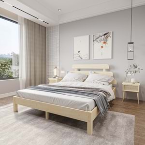 Lotus X Model Vernikli Çam Ahşap Karyola