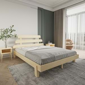 Lotus X New Firuze Model Doğal Çam Ahşap Karyola