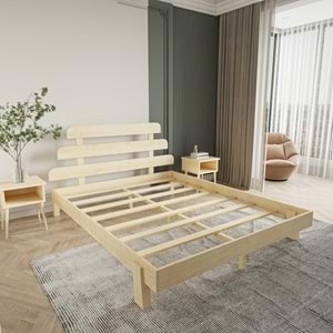 Lotus X New Firuze Model Doğal Çam Ahşap Karyola