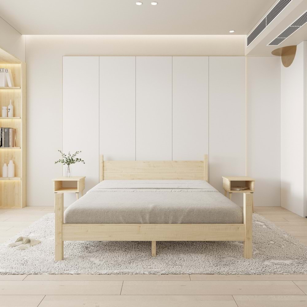 Mirage Model Doğal Çam Ahşap Karyola