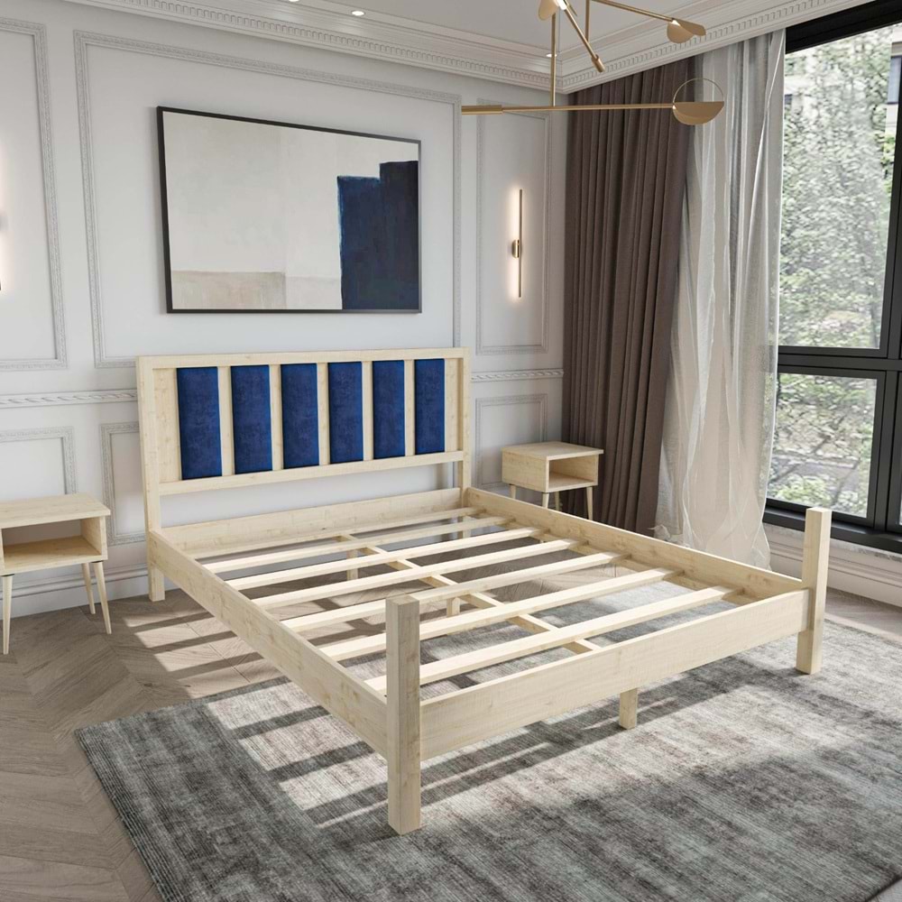 Orion Model Kiremit Renk Puflu Başlıklı Vernikli Çam Ahşap Karyola