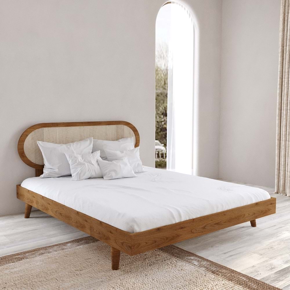 Padova Hazeran Ahşap Ceviz Karyola | Kolay Kurulum