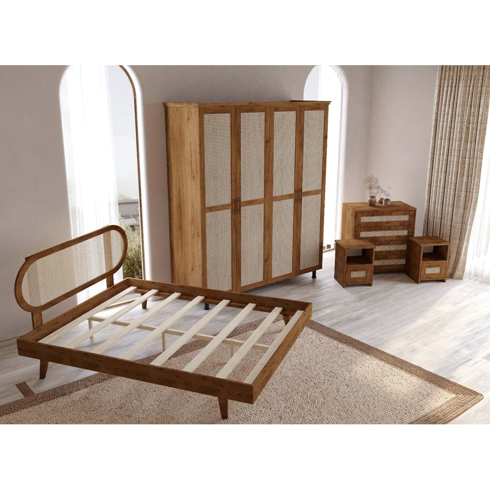 Padova Hazeran Ahşap Ceviz Karyola | Kolay Kurulum