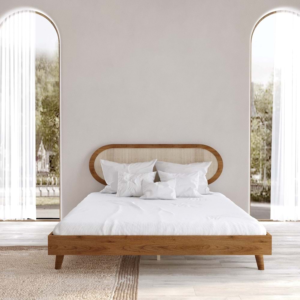 Padova Hazeran Ahşap Ceviz Karyola | Kolay Kurulum