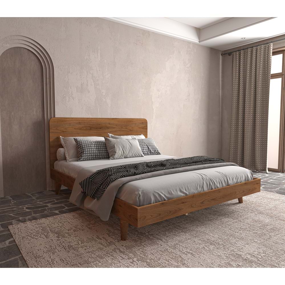 Softwood Ahşap Ceviz Karyola | Kolay Kurulum