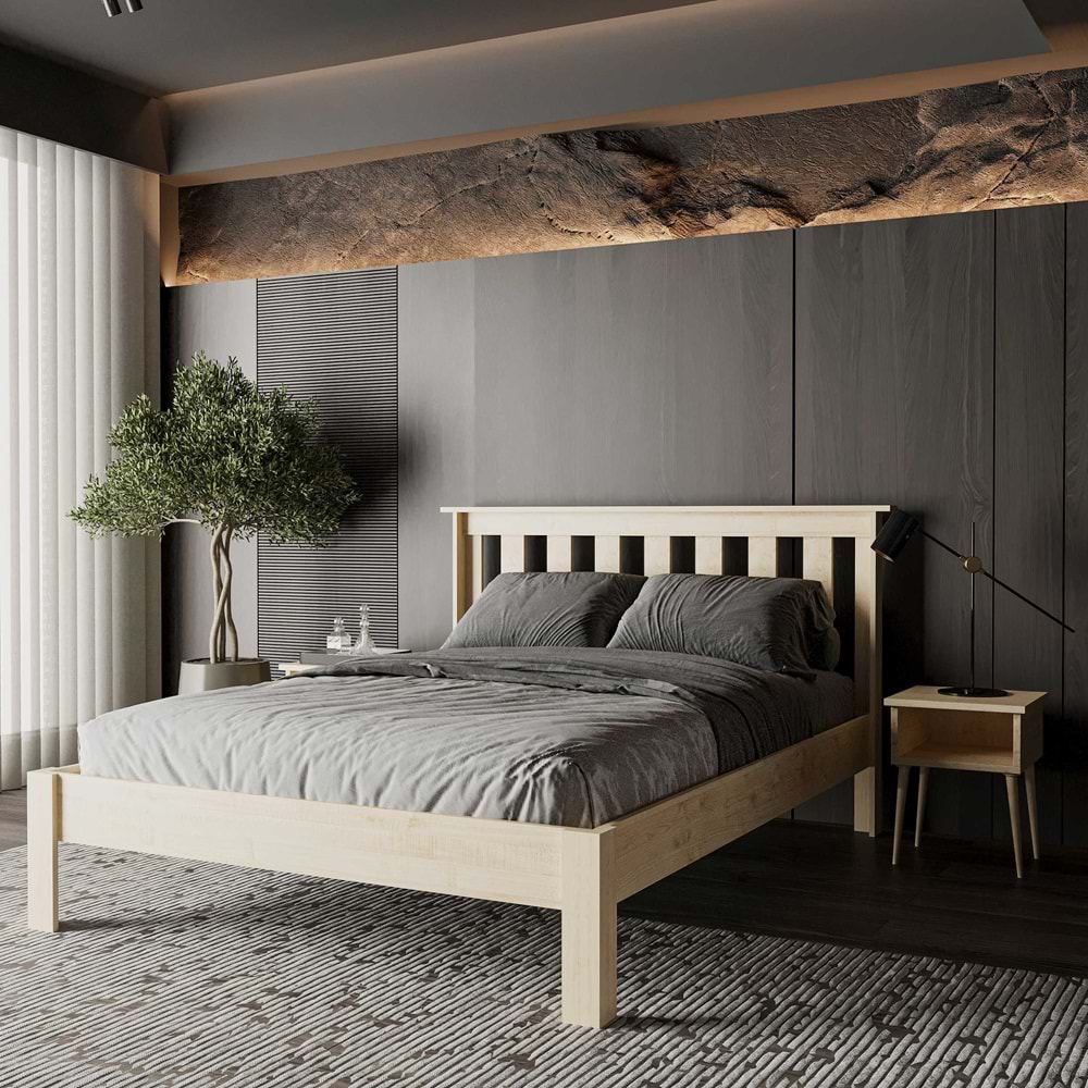 Shark New Ahşap Vernik Karyola | Kolay Kurulum